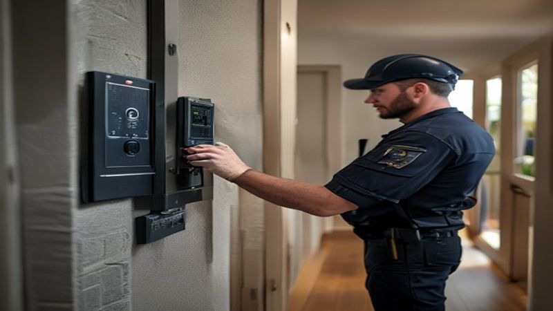 AI-impressie van alarm plaatsen door een alarmsysteem installateur