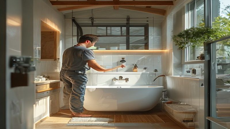 AI-impressie van wastafel plaatsen door een badkamer specialist
