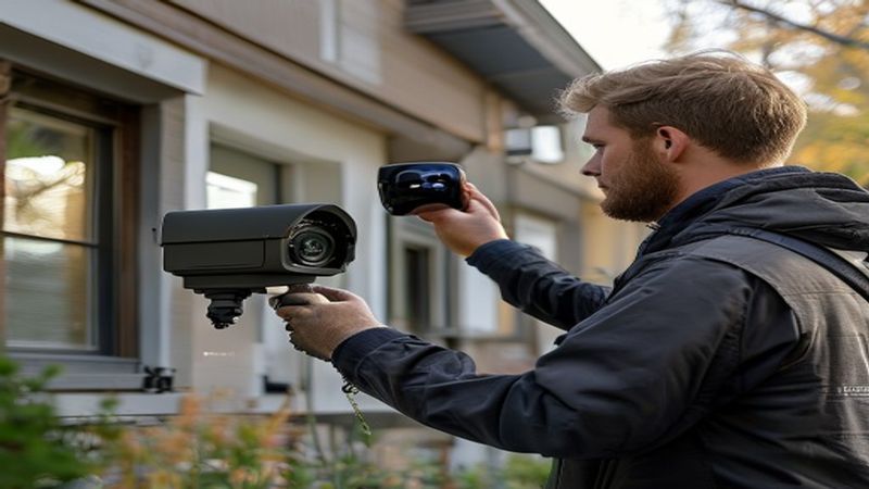 AI-impressie van deurbel met camera door een camerabeveiliging