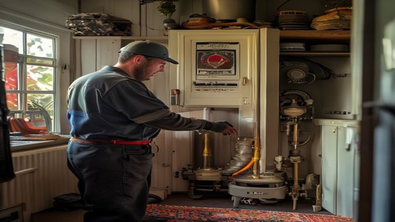 AI-impressie van thermostaat plaatsen door een cv monteur