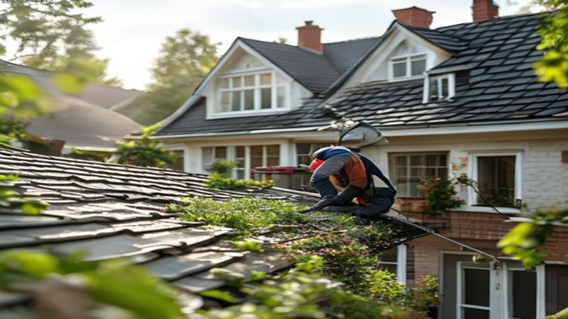 AI-impressie van bladvanger plaatsen door een dakgoot specialist
