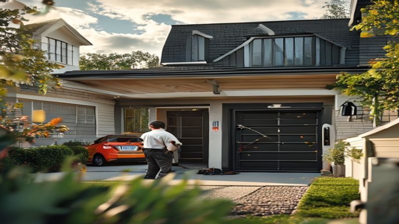 AI-impressie van garagedeur automatiseren door een garagedeur monteur