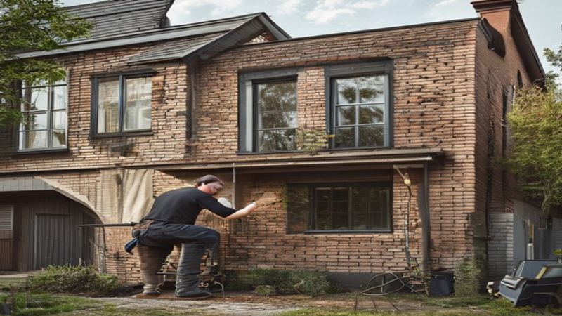 AI-impressie van gevelbekleding plaatsen door een gevelspecialist