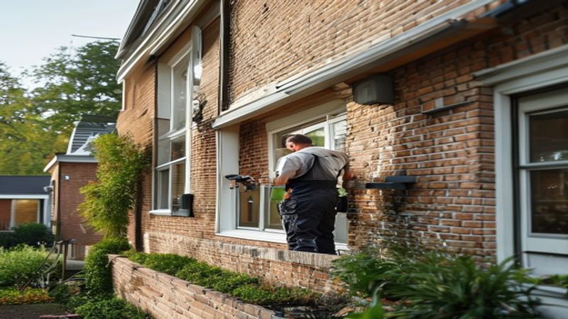 AI-impressie van gevelisolatie aanbrengen door een gevelspecialist