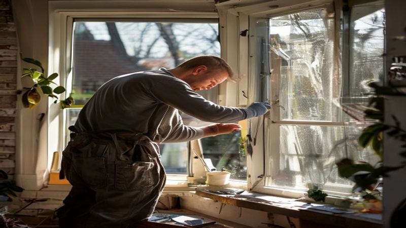 AI-impressie van figuurglas plaatsen door een glaszetter