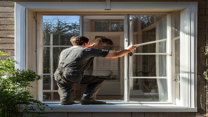 AI-impressie van gelaagd veiligheidsglas plaatsen door een glaszetter