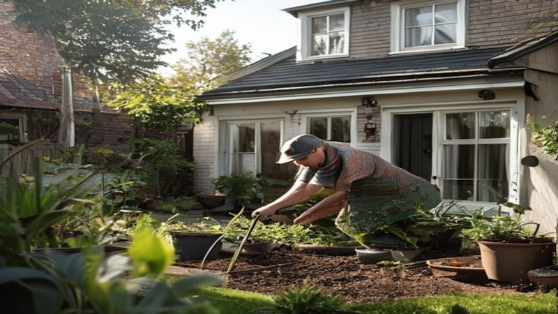 AI-impressie van boom planten door een hovenier