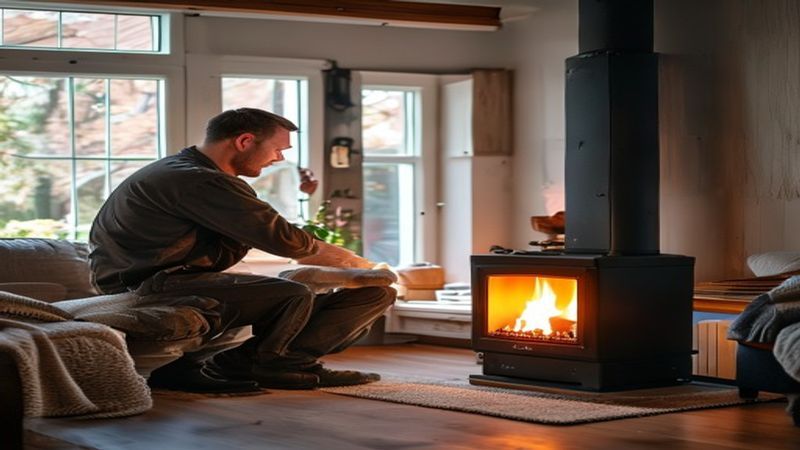 AI-impressie van gaskachel plaatsen door een kachel installateur