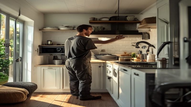 AI-impressie van achterwand plaatsen door een keukenmonteur
