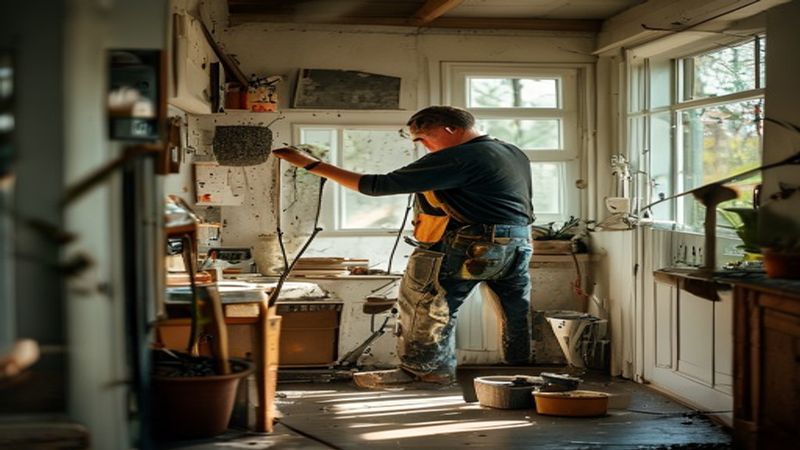 AI-impressie van boren in beton door een klusser