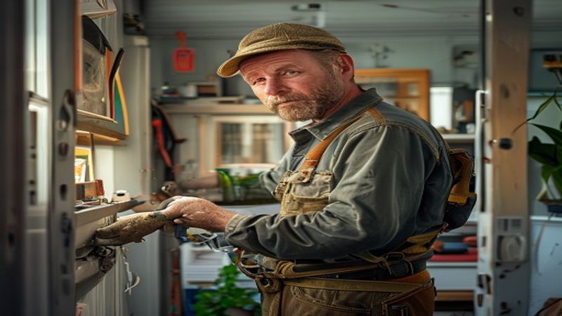 AI-impressie van deur afstellen door een klusser
