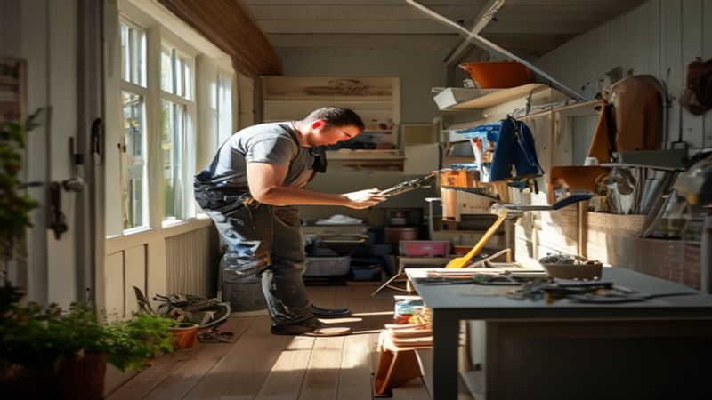 AI-impressie van wandbeugel monteren door een klusser