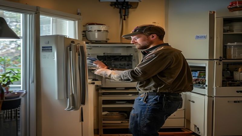 AI-impressie van koelinstallatie aanleggen door een koeltechniek monteur