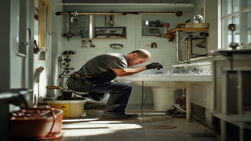 AI-impressie van douchekraan vervangen door een loodgieter