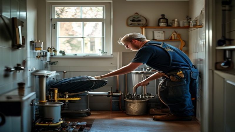 AI-impressie van wastafel vervangen door een loodgieter