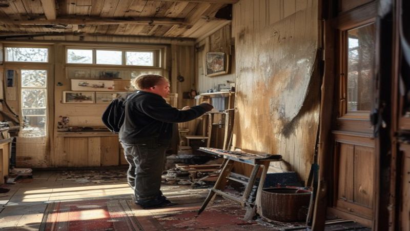 AI-impressie van buitenschilderwerk door een schilder