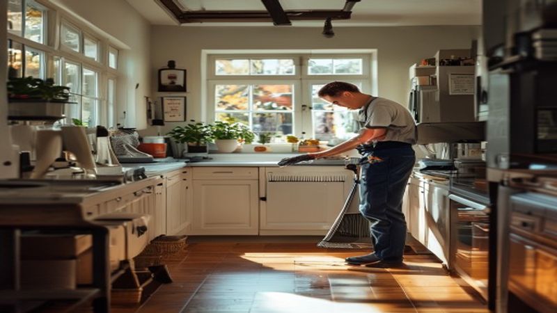 AI-impressie van keuken ontvetten door een schoonmaakbedrijf