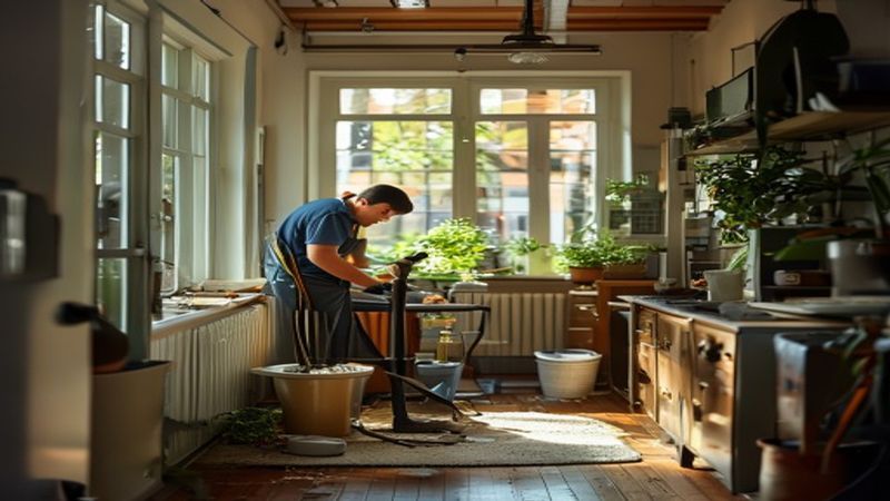 AI-impressie van ramen wassen door een schoonmaakbedrijf