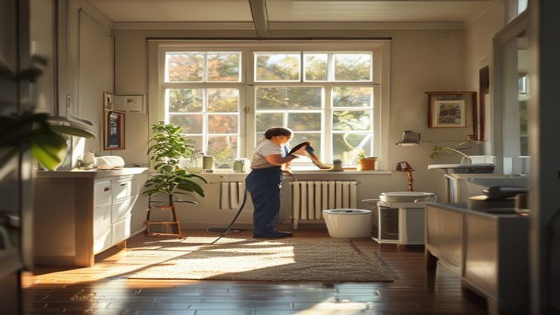 AI-impressie van sanitair ontkalken door een schoonmaakbedrijf