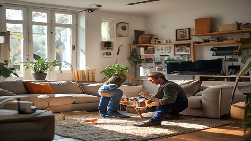AI-impressie van slimme stekkers instellen door een smart home specialist