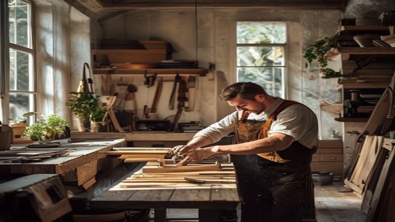 AI-impressie van maatwerk meubel door een timmerman