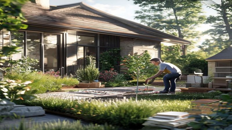 AI-impressie van 3d-visualisatie door een tuinontwerp