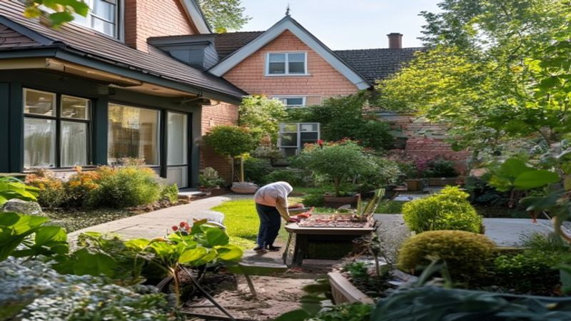 AI-impressie van bestratingsplan door een tuinontwerp
