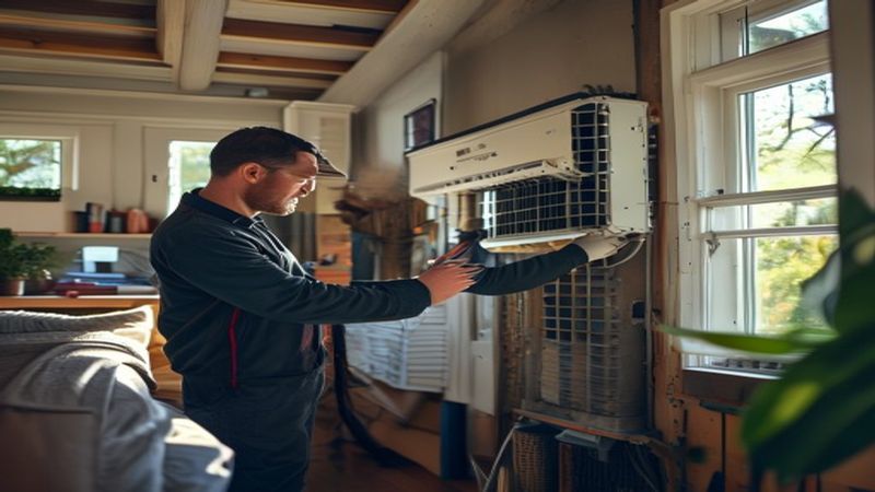 AI-impressie van vochtproblemen aanpakken door een ventilatie specialist