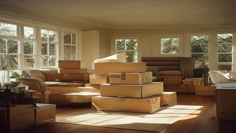 AI-impressie van kantoorverhuizing door een verhuisbedrijf
