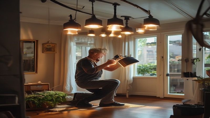 AI-impressie van dimmer installeren door een verlichtingsspecialist