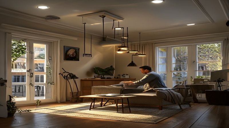 AI-impressie van tuinverlichting aansluiten door een verlichtingsspecialist
