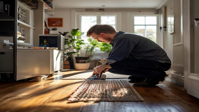 AI-impressie van ruimtethermostaat plaatsen door een vloerverwarming
