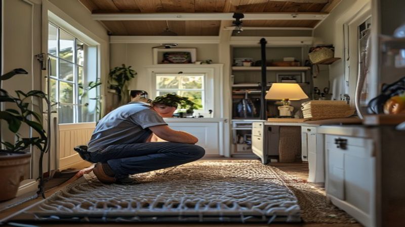 AI-impressie van verdeler plaatsen door een vloerverwarming