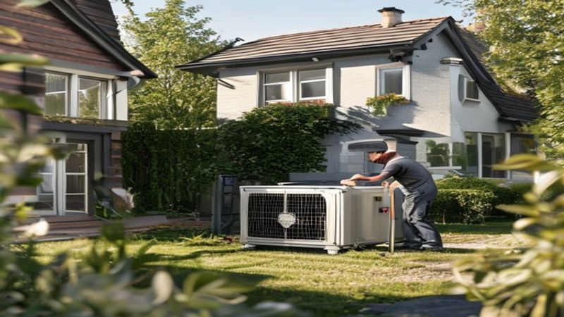 AI-impressie van lucht-water installeren door een warmtepomp specialist