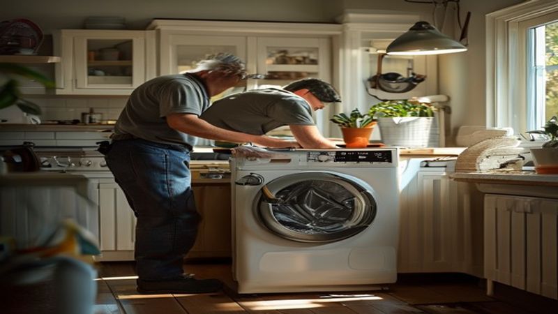 AI-impressie van droger repareren door een witgoed reparatie