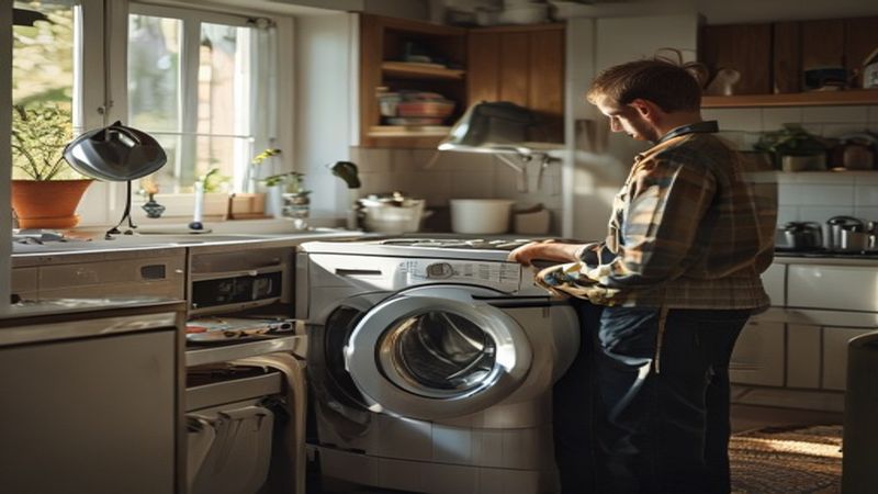 AI-impressie van wasmachine ontkalken door een witgoed reparatie