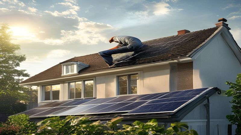 AI-impressie van panelen reinigen door een zonnepanelen installateur