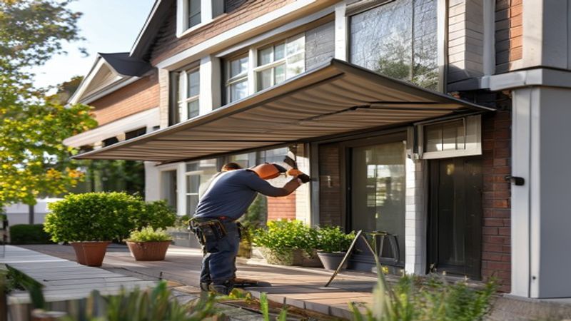AI-impressie van uitvalscherm plaatsen door een zonweringspecialist