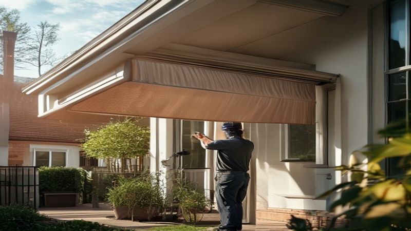 AI-impressie van zonneschermdoek vervangen door een zonweringspecialist